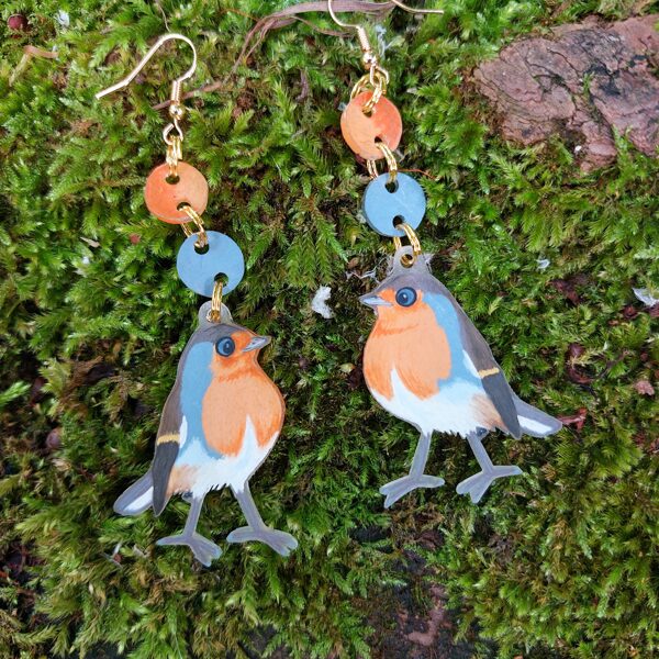 boucle d'oreilles M - rouge gorge - plastique dingue et crayons - 2025 (vendu)