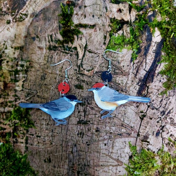 boucle d'oreilles L - couple fauvette - plastique dingue et crayons - 2025 (vendu)