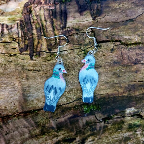 boucle d'oreilles S - pigeon colombin - plastique dingue et crayons - 2025 (vendu)