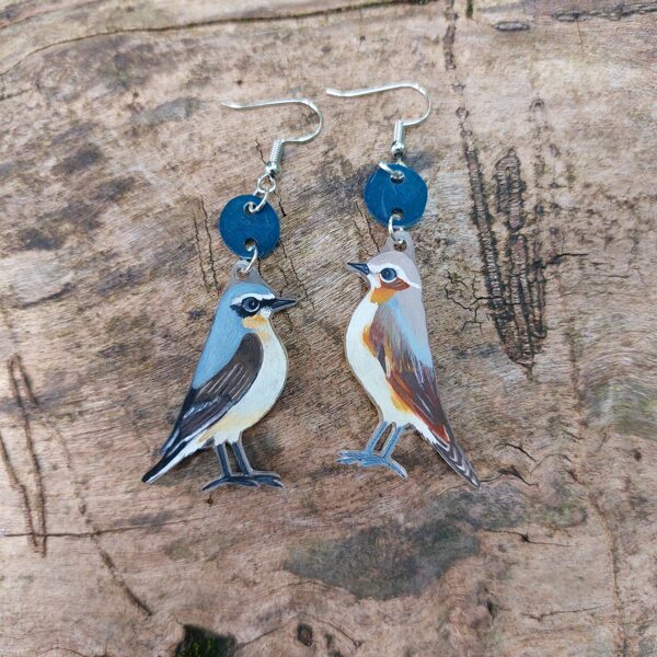 boucle d'oreilles M - couple traquet motteux - plastique dingue et crayons - 2025 (vendu)