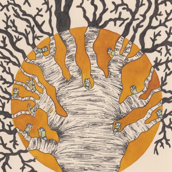 arbre à chat III / encre, crayon et stylo / 14,8 x 21 cm / 2023