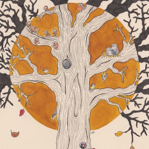 arbre à chat VI / encre, crayon et stylo / 14,8 x 21 cm / 2023 (vendu)