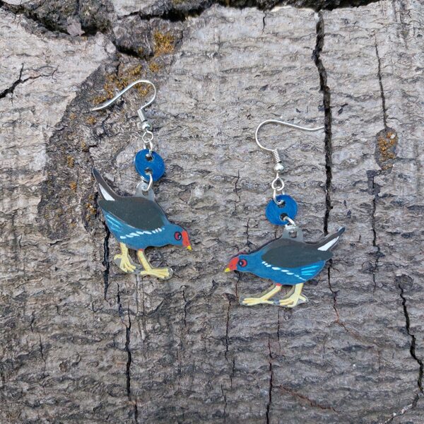 boucle d'oreilles S - Gallinule poule d'eau - plastique dingue et crayons - 2025