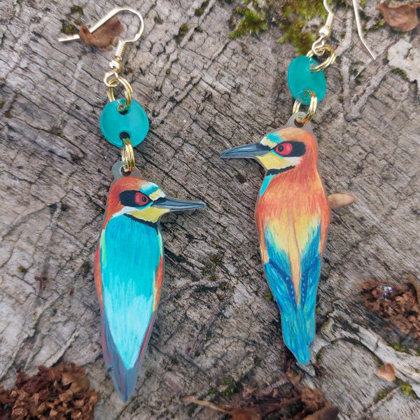 boucle d'oreilles M - guêpier recto verso - plastique dingue et crayons - 2025 (vendu)