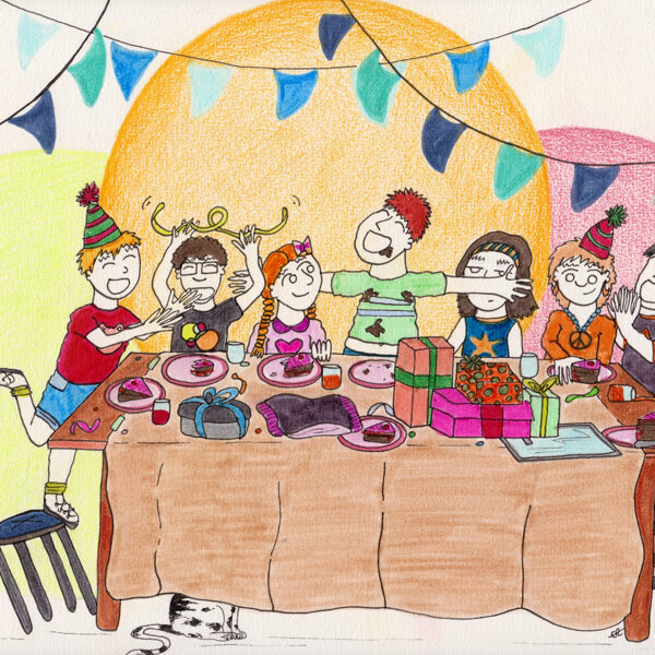 joyeux anniversaire / carte de voeux / crayons / 14,8 x 21 cm / 2022 (vendu)