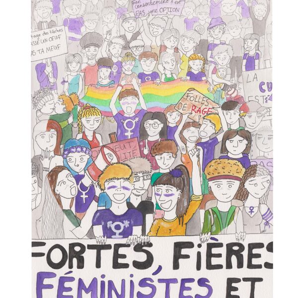 grève / aquarelle, crayon et stylo / 29,7 x 42 cm / 2022 (vendu)