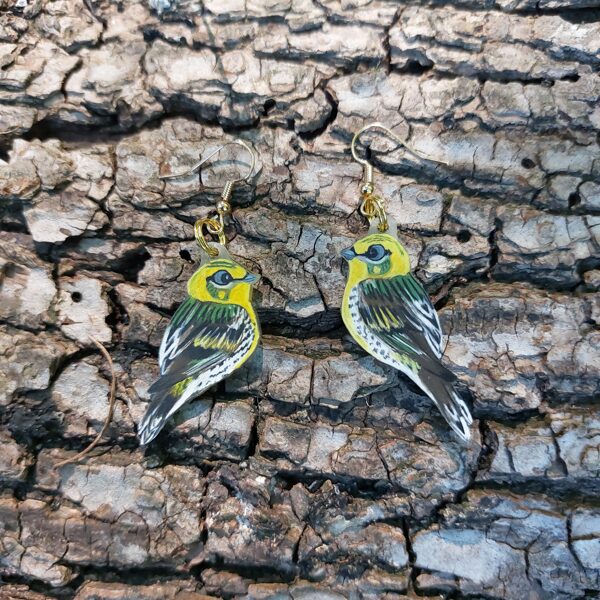 boucle d'oreilles M - Serin cini - plastique dingue et crayons - 2025 (vendu)