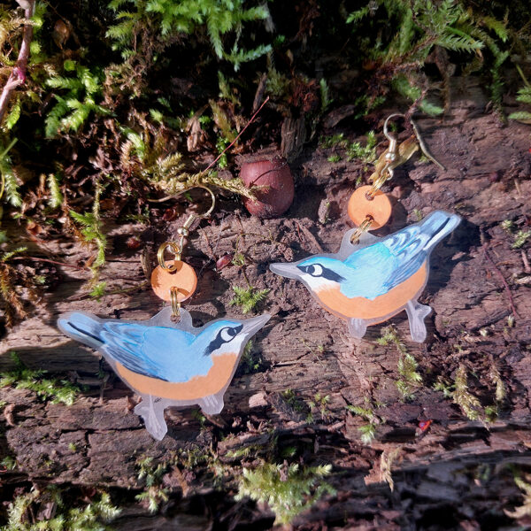 boucle d'oreilles L - sitelle torchepot - plastique dingue et crayons - 2025 (vendu)