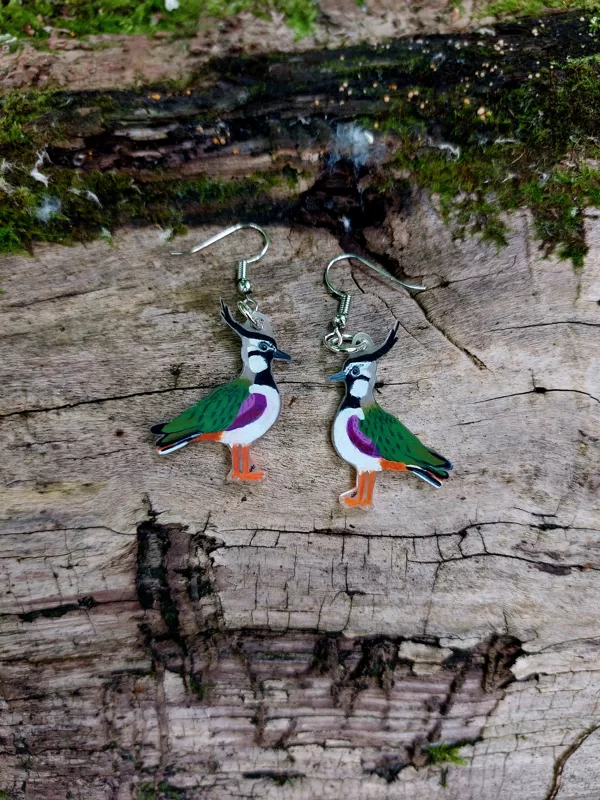 boucle d'oreilles S - vanneau huppé - plastique dingue et crayons - 2025 (vendu)