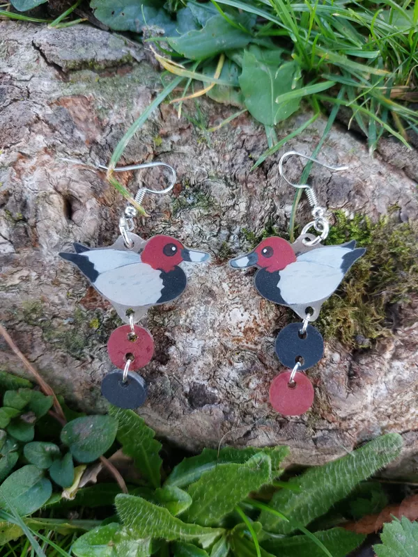 boucle d'oreilles S - fuligule milouin - plastique dingue et crayons- 2025 (vendu)