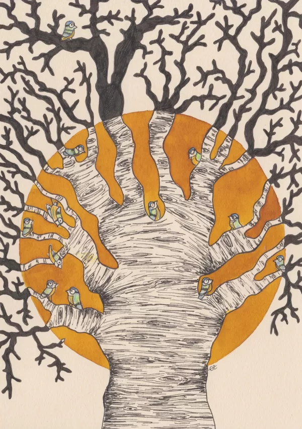arbre à chat III / encre, crayon et stylo / 14,8 x 21 cm / 2023