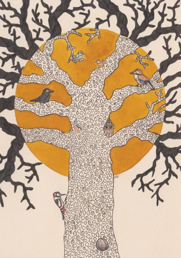 arbre à chat IV / encre, crayon et stylo / 14,8 x 21 cm / 2023