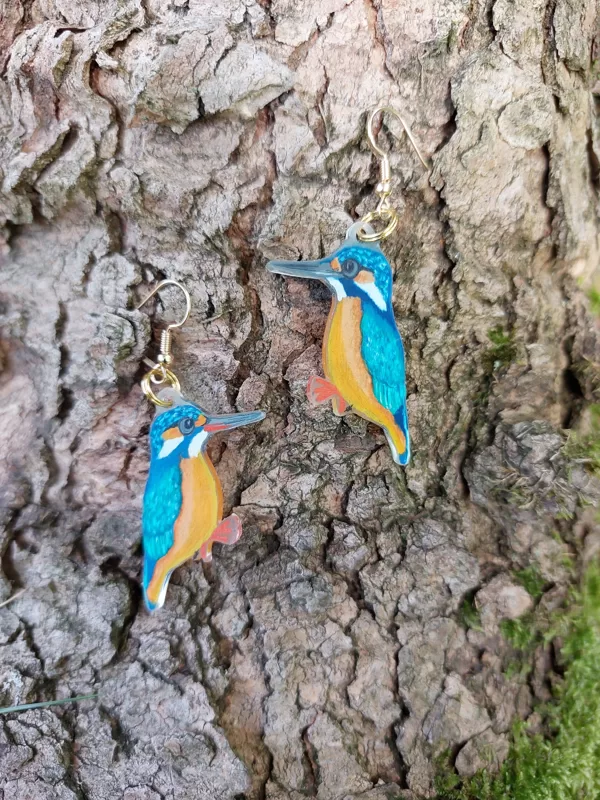 boucle d'oreilles M - couple martin-pêcheur- plastique dingue et crayons - 2025 (vendu)