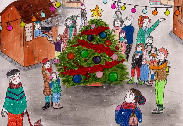 merry christmas / carte de voeux / crayons / 14,8 x 21 cm / 2022 (vendu)