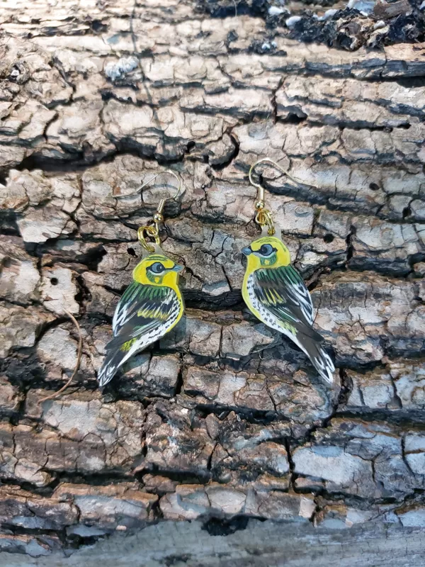 boucle d'oreilles M - Serin cini - plastique dingue et crayons - 2025 (vendu)